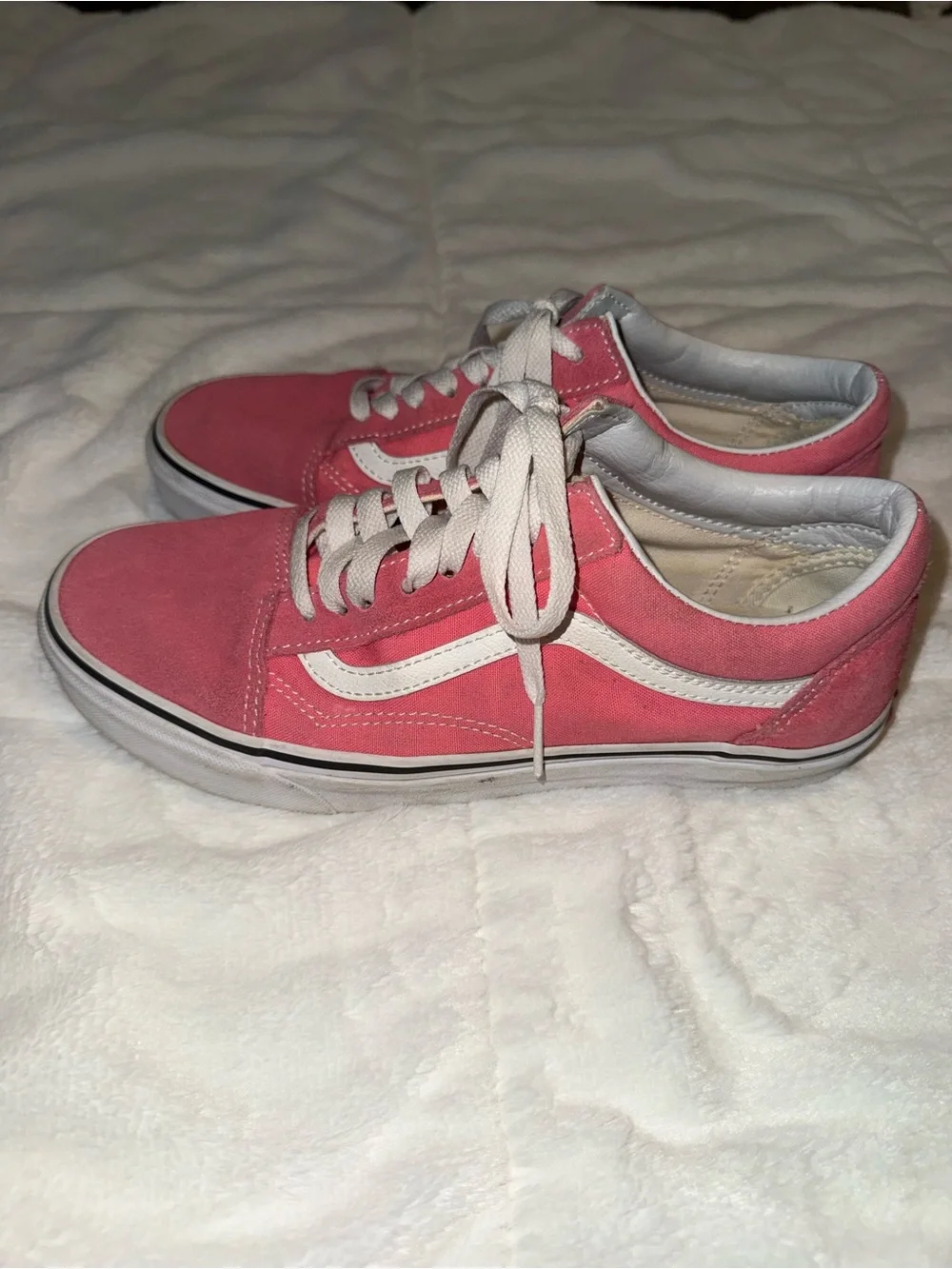 Vans Pink and White Old Skool Canvas Sneakers